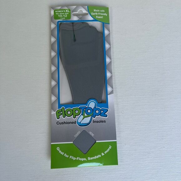 FlopTopz Women's Flip Flop Liners Cushioned Insoles Size XL 10-12 Silver - Picture 1 of 2